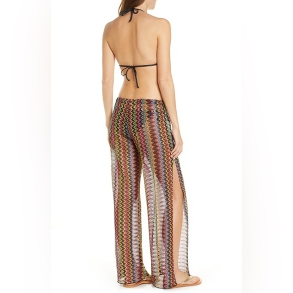 NWT Becca Carnavale Rainbow Sheer Woven Missoni Inspired Cover-Up Pants Large - Picture 1 of 16